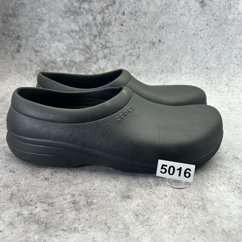 Crocs On The Clock Work Slip-On Mens 9 Black Clog Nursing Chef Comfort Shoes